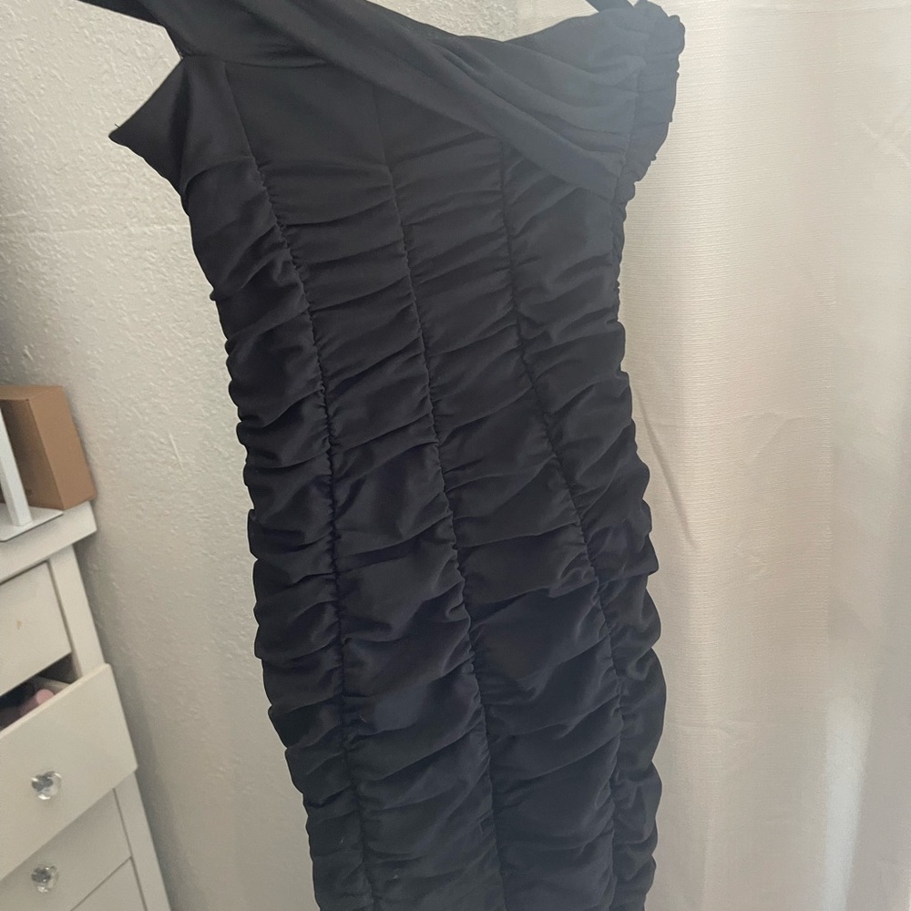 Oh Polly ruched black dress